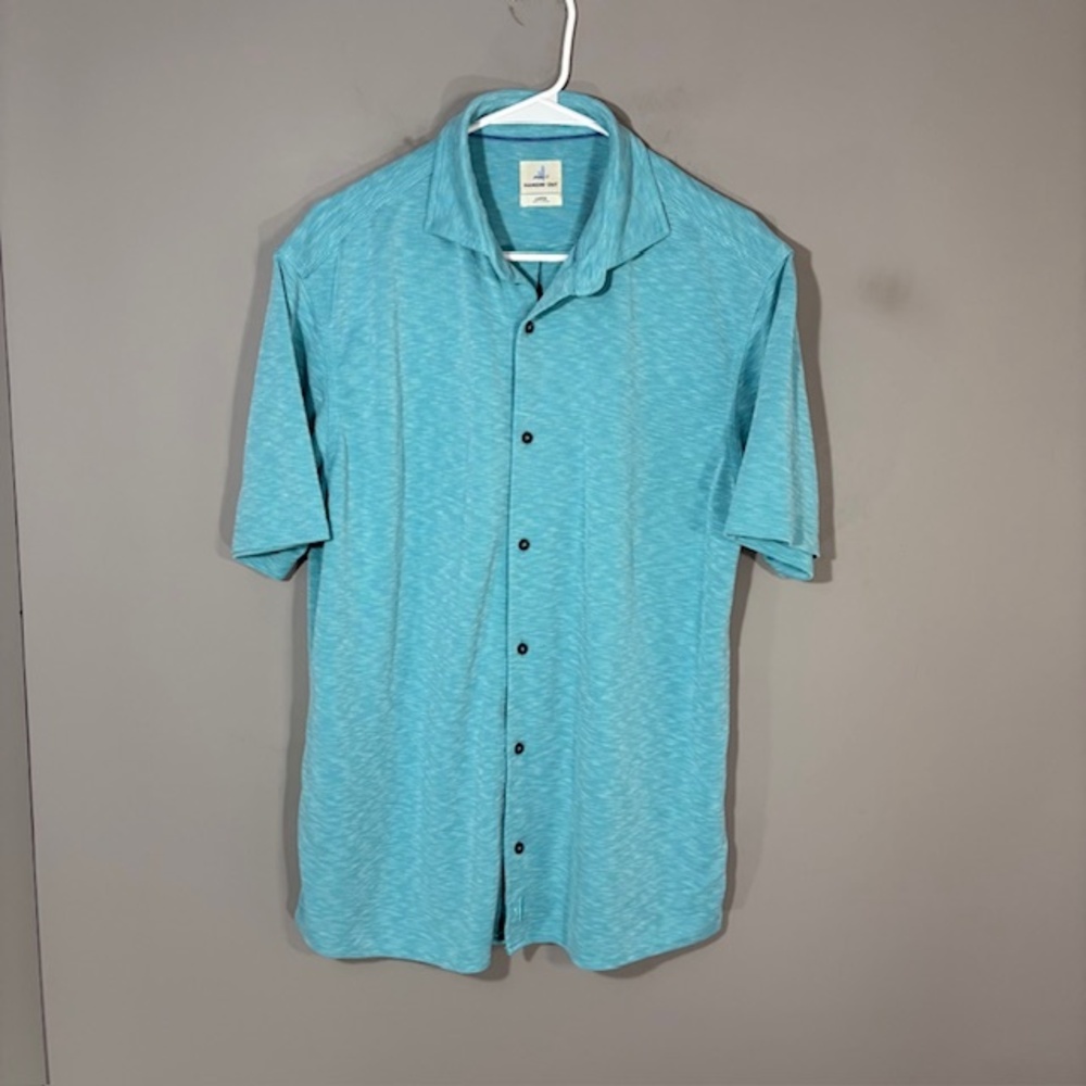 Johnnie-O Shirt Mens Large Blue Hangin' Out Short Sleeve Button Up Casual